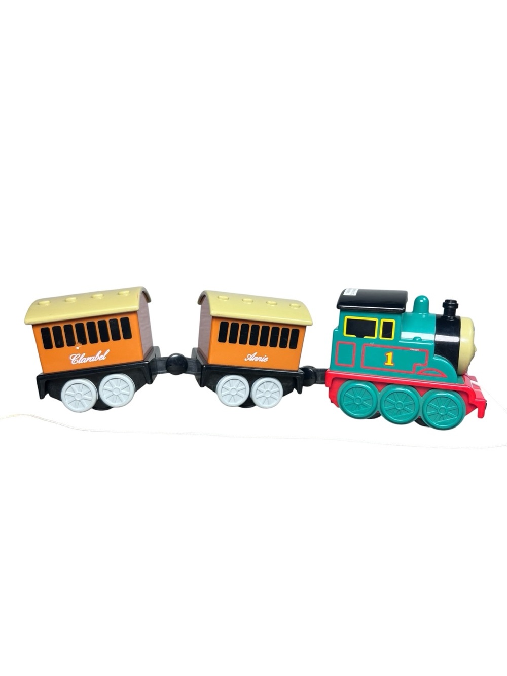 Vintage 1998 TOMY Thomas & Friends Pull-Along Train Toy Set Annie Clarabel